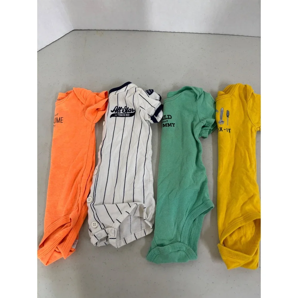 Carter's Baby Bodysuits 9‎ Months 4 Pack Mix Graphics Baseball Mr Fix It